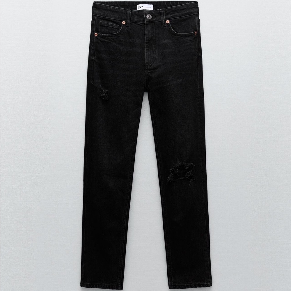 ZARA RIPPED BLACK JEANS